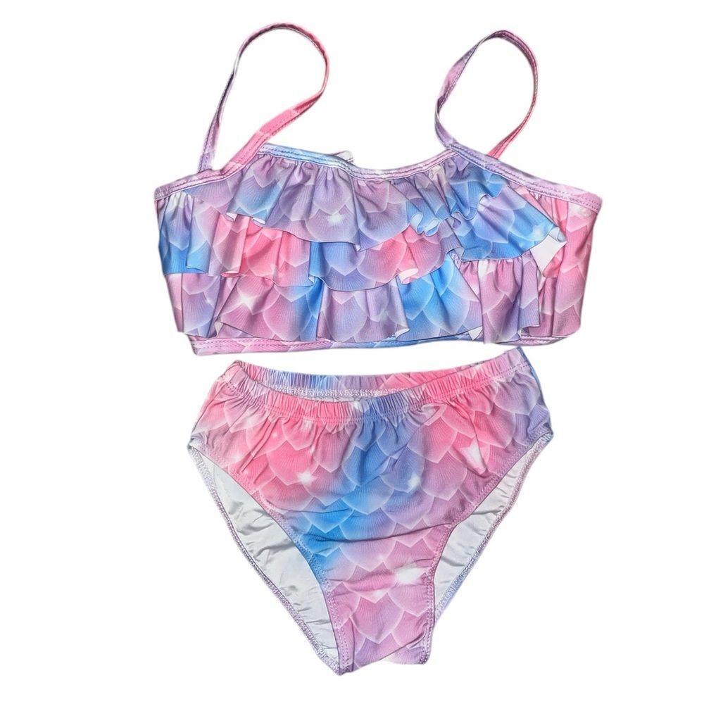 Girls Rainbow Flower Petal 2 Piece Swimsuit
